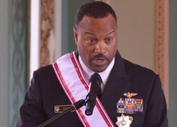 The head of the U.S. Southern Command, Admiral Alvin Holsey, seen at a ceremony in August, has announced he is stepping down.