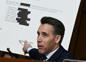 Sen. Josh Hawley, Republican from Missouri, speaks about the FBI's "Arctic Frost" investigation during an Oct. 7 Senate Judiciary Committee hearing with Attorney General Pam Bondi on oversight of the Department of Justice in Washington, D.C.