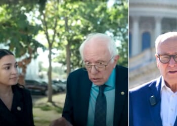 New York Sen. Chuck Schumer's video, right, seemed patterned after an earlier one by fellow Democrats Rep. Alexandria Ocasio-Cortez of New York and Sen. Bernie Sanders of Vermont.
