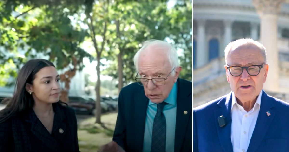 New York Sen. Chuck Schumer's video, right, seemed patterned after an earlier one by fellow Democrats Rep. Alexandria Ocasio-Cortez of New York and Sen. Bernie Sanders of Vermont.