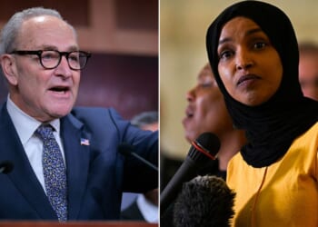 Democratic Rep. Ilhan Omar of Minnesota, right, had harsh words for Senate Minority Leader Chuck Schumer of New York over Schumer's failure to endorse far-left Democrat Zohran Mamdani in the New York City mayor’s race.