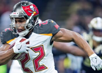 Doug Martin #22 of the Tampa Bay Buccaneers runs the ball during a game against the New Orleans Saints on Nov. 5, 2017, in New Orleans, Louisiana.