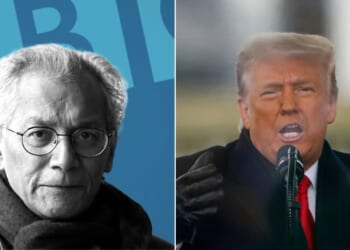 BBC Chair Samir Shah, left, apologized for the network's deceptive editing of footage of Donald Trump on Jan. 6, 2021, but he rejected claims of systemic bias in the broadcaster's reporting.