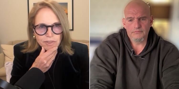 Pennsylvania Sen. John Fetterman, right, schooled Katie Couric on the subject of free speech.
