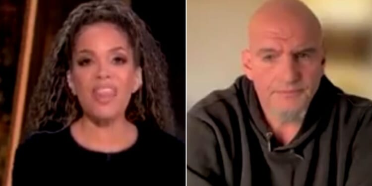 "The View" host Sunny Hostin heaped scorn on Pennsylvania Sen. John Fetterman, right, for joining a handful of Democrats in voting to reopen the government.