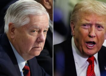 President Donald Trump had heated words with GOP leadership, including South Carolina Sen. Lindsey Graham, left.