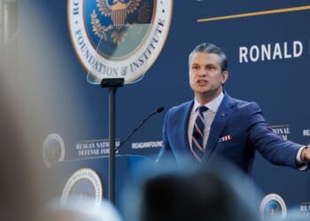 Secretary of Defense Pete Hegseth speaks at the Reagan National Defense Forum on Dec. 6, 2025 at the Ronald Reagan Presidential Library in Simi Valley, California.