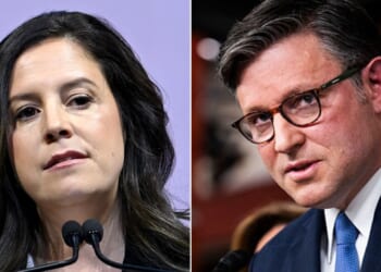 New York Rep. Elise Stefanik, left, leveled some serious accusations against her fellow Republican, House Speaker Mike Johnson.