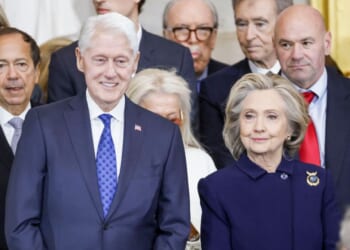 Former President Bill Clinton and former Secretary of State Hillary Clinton attend the inauguration ceremony of President Donald Trump in the Capitol Rotunda in Washington, D.C., on Jan. 20, 2025.