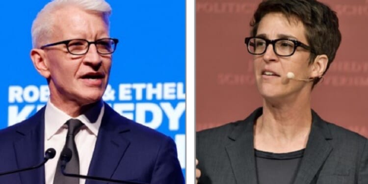 CNN's Anderson Cooper, left; and MS NOW's Rachel Maddow, right.