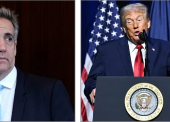 Michael Cohen, left, a former attorney for now-President Donald. President Donald Trup, right.