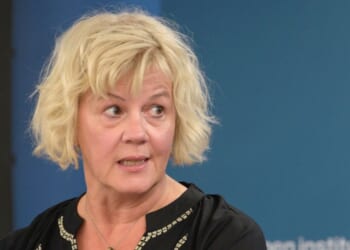 Executive producer and author Beth Macy speaks at the Washington, D.C., premiere of "Dopesick" at The Aspen Institute on Oct. 7, 2021, in Washington, D.C.