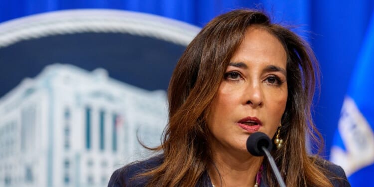 Assistant Attorney General for Civil Rights Harmeet Dhillon speaks during a news conference at the Justice Department on Sept. 29, 2025, in Washington, D.C.