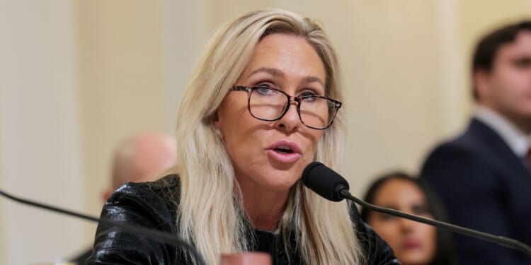 Rep. Marjorie Taylor Greene speaks during a hearing with the House Committee on Homeland Security in the Cannon House Office Building on Dec. 11, 2025, in Washington, D.C.