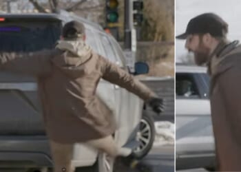 A man some sources believe to be Alex Pretti was shown on video screaming, spitting, and kicking at a vehicle full of federal agents.