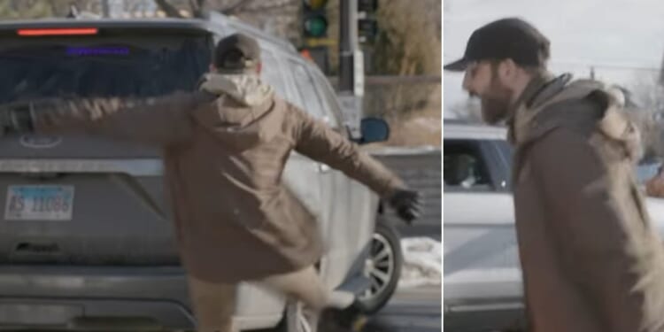 A man some sources believe to be Alex Pretti was shown on video screaming, spitting, and kicking at a vehicle full of federal agents.