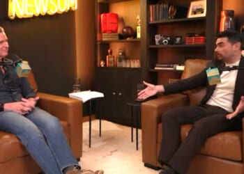 Ben Shapiro, right, called out California Gov. Gavin Newsom for a social media post Newsom's team put out.