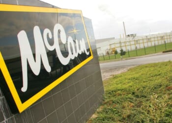 A view of the McCain logo outside the food company's factory in Matougues, northern France on Oct. 1, 2009.