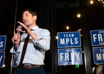 Minneapolis Mayor Jacob Frey speaks at an election night party on Nov. 4, 2025, in Minneapolis, Minnesota.