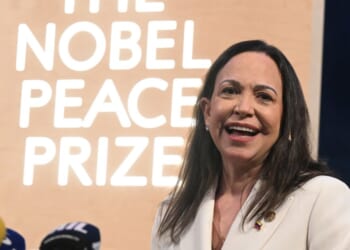 Maria Corina Machado, the Venezuelan opposition figure and 2025 Nobel Peace Prize recipient, attends a press conference on Dec. 11, 2025, in Oslo, Norway.