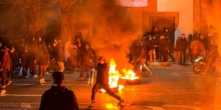 Iranians gather to protest against the ruling regime in Tehran, Iran on Jan. 9, 2026.