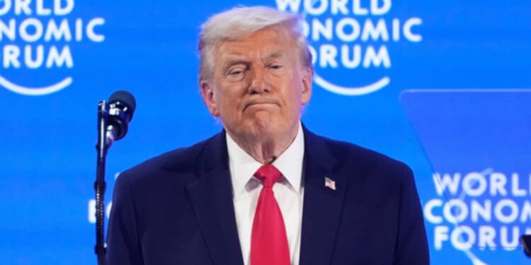 President Donald Trump watches the audience after his speech Wednesday during the Annual Meeting of the World Economic Forum in Davos, Switzerland.