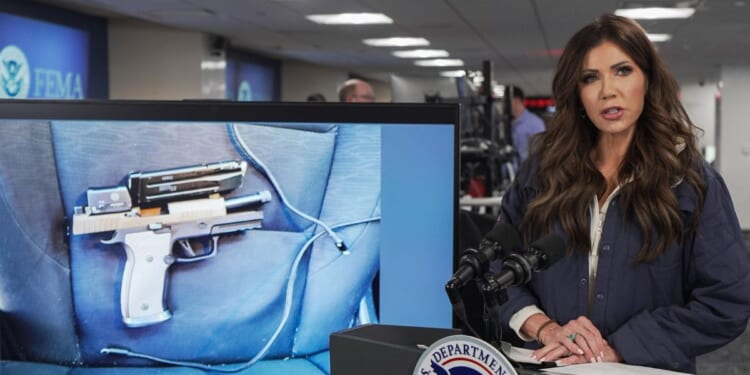 Secretary of Homeland Security Kristi Noem speaks during a news conference in the National Response Coordination Center at the Federal Emergency Management Agency headquarters on Jan. 24, 2026, in Washington, D.C.