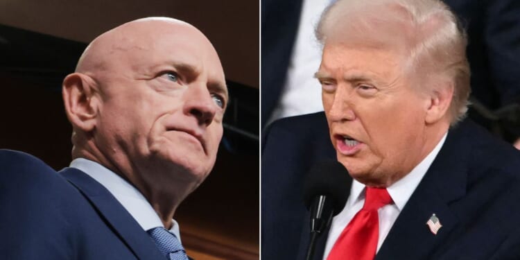 Sen. Mark Kelly, left, an Arizona Democrat, was unable to say anything positive about President Donald Trump's State of the Union speech. He couldn't even agree to Trump's challenge to affirm that the government's first duty is to protect the interests of U.S. citizens, rather than illegal aliens.