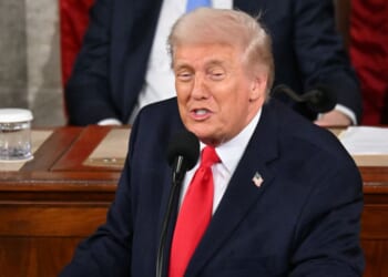 President Donald Trump delivers the State of the Union address in the House Chamber of the U.S. Capitol in Washington, D.C., on Feb. 24, 2026.