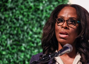 Rep. Stacey Plaskett, a House Democrat Delegate from the Virgin Islands, seen in a 2023 photo, appears hundreds of times in the Epstein files released last week.