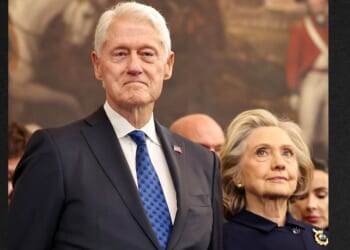 Former President Bill Clinton and his wife, former Secretary of State Hillary Clinton, attend the inauguration of Donald Trump in the Rotunda of the U.S. Capitol on Jan. 20, 2025, in Washington, D.C.