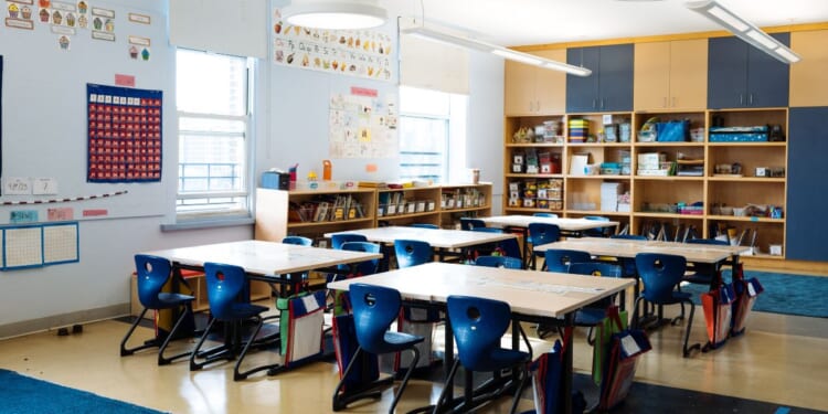 An elementary school classroom.