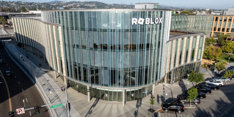 The Roblox Corporation building located in San Mateo, California, as seen on Sept. 27, 2025.