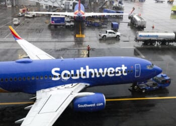 A Boeing 737 Southwest Airlines passenger aircraft is seen before takeoff on the tarmac of LaGuardia Airport in New York on Feb. 22, 2026.