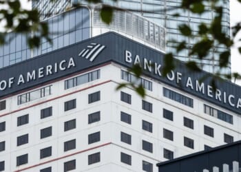 The Bank of America building is seen on March 17, 2026 in Hong Kong, China.