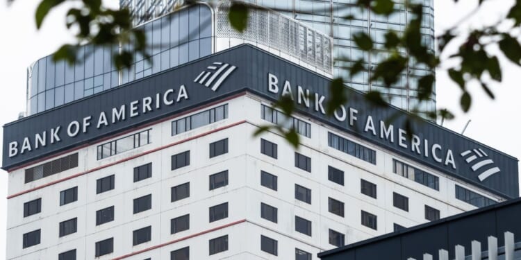 The Bank of America building is seen on March 17, 2026 in Hong Kong, China.