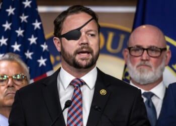 Rep. Dan Crenshaw speaks during a news conference on Capitol Hill on June 26, 2024, in Washington, D.C.