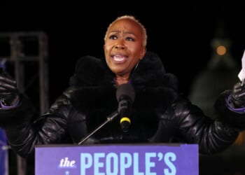 Joy Reid speaks during the People's State of the Union Rally And Boycott on the National Mall on Feb. 24, 2026, in Washington, D.C.