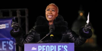 Joy Reid speaks during the People's State of the Union Rally And Boycott on the National Mall on Feb. 24, 2026, in Washington, D.C.