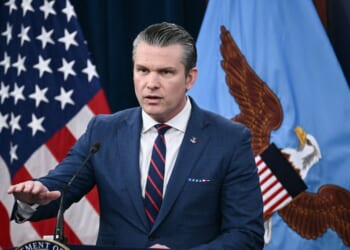 US Secretary of War Pete Hegseth speaks about the US-Iran conflict at a news conference at the Pentagon in Washington, DC on March 2, 2026.