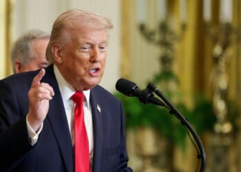 President Donald Trump speaks during an event celebrating 2025 MLS Cup Champions Inter Miami CF in the East Room of the White House on March 5, 2026, in Washington, D.C.