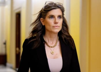 GOP Rep. Nancy Mace of South Carolina departs following a series of House votes March 5 at the U.S. Capitol Building in Washington, D.C. While she initially voted in support of the Trump administration's military action in Iran, she now says she would join Democrats in denying further funding in a War Powers resolution.