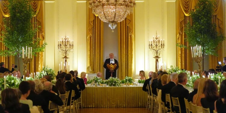 Charles notes ballroom renovations, alludes to previous British presence at White House