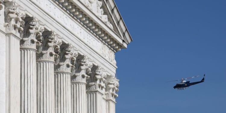 The Supreme Court building stands on a sunny day in Washington, D.C. on April 1, 2026.
