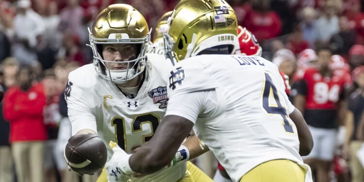 Two football players during a game