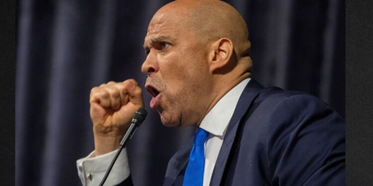 Sen. Cory Booker, a New Jersey Democrat, was feeling dramatic Saturday at the 38th Annual Michigan Democratic Women's Caucus Legacy Luncheon in Detroit, Michigan.