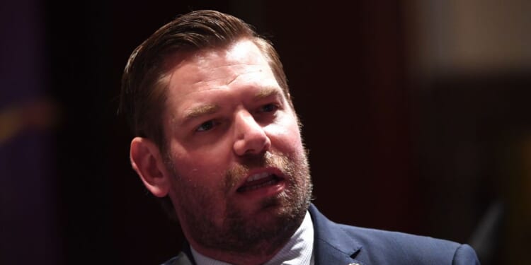 Rep. Eric Swalwell delivers remarks on Capitol Himm in Washington, DC on June 17, 2020.