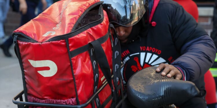 DoorDasher delivers food in Brooklyn borough of New York City on January 15, 2026.