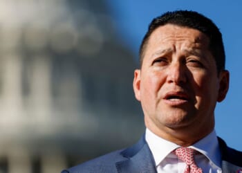 Rep. Tony Gonzales (R-TX) speaks at a news conference on border security outside the Capitol Building in Washington, DC on Nov. 14, 2023.