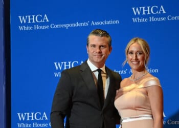 Secretary of War Pete Hegseth and wife Jennifer Rauchet attend the White House Correspondents' Dinner at the Washington Hilton in Washington, D.C., on April 25, 2026.